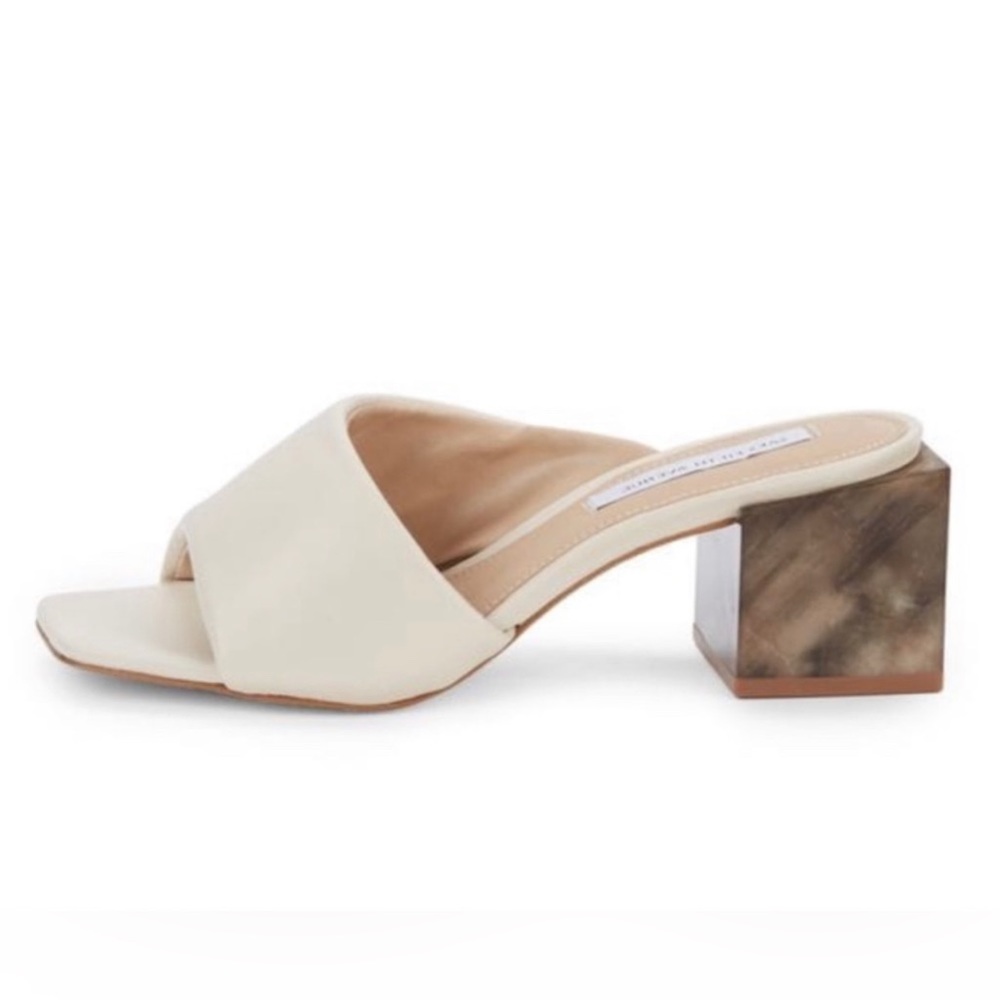 Saks Fifth Avenue Leather Marble Heel Mules